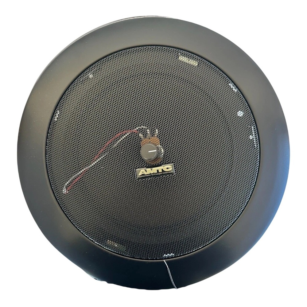 AMTC EQ-SPKRVB 8" In-ceiling Recess-Mount 70V PA Speaker w/ Volume Control Black